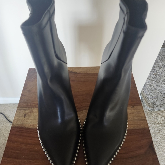 BCBG Shoes - BCBG Black Pointed-Toe Ankle Boots with Stud Trim